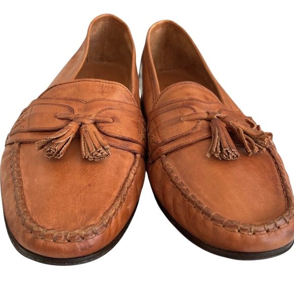 COLE HAAN Leather Tassel Loafers Made in Italy Brown - Picture 4 of 10